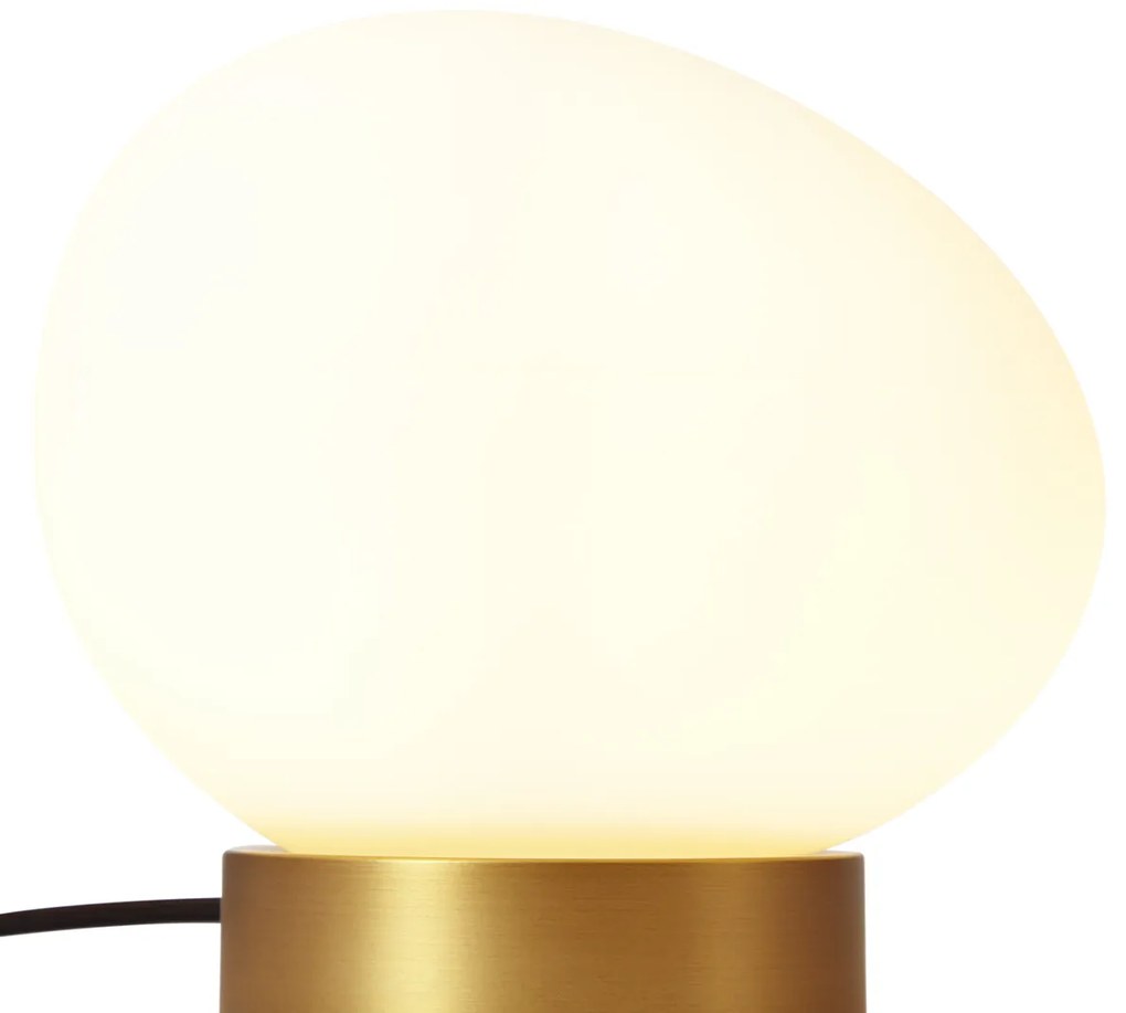 Designerska lampa stołowa mosiężna ze szkłem opalowym - SallyDesignerski Oswietlenie wewnetrzne