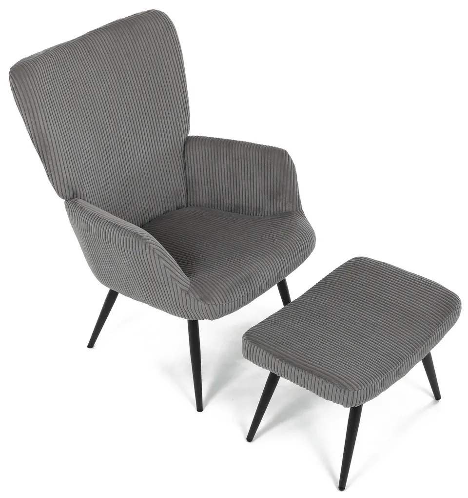 Fotel relaksacyjny z podnóżkiem L7285 GREY6, szary