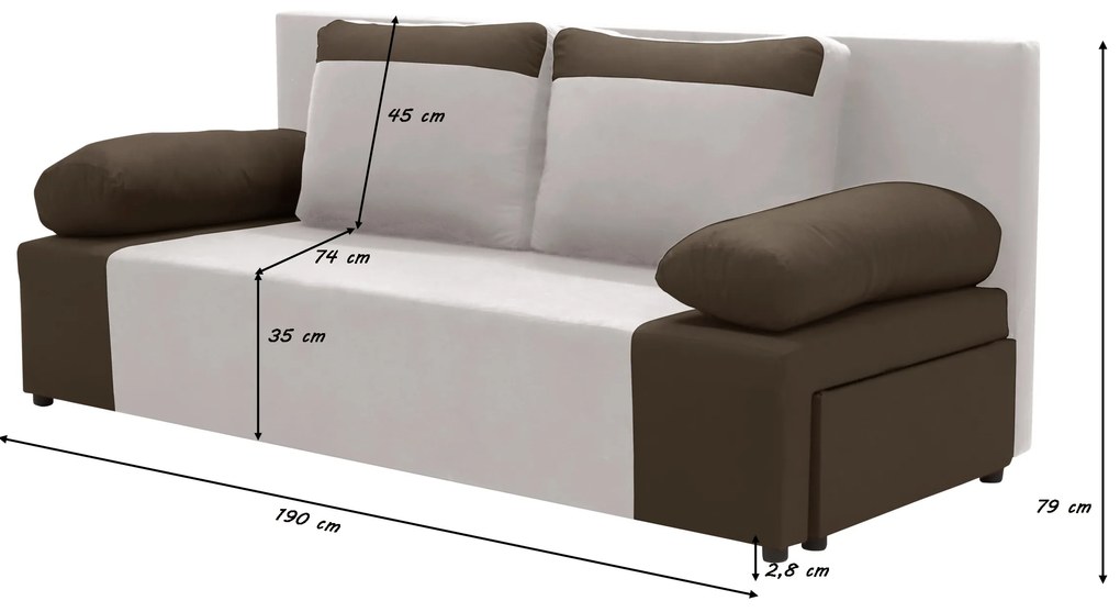 Kanapa sofa 3 os z funkcją spania SONI Czarny/Czerwony