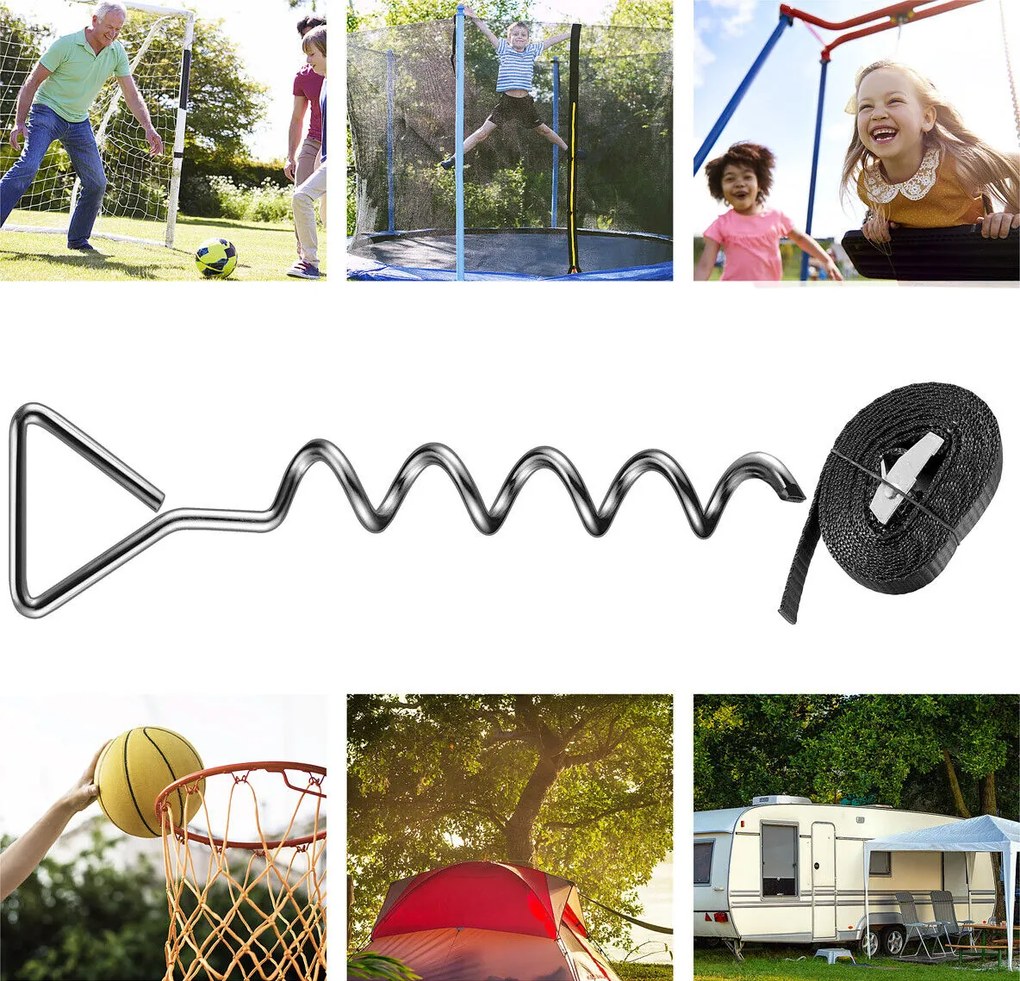 Zestaw kotew do ziemi, 4 sztuk, 42,5x8,5cm, srebrna Monzana