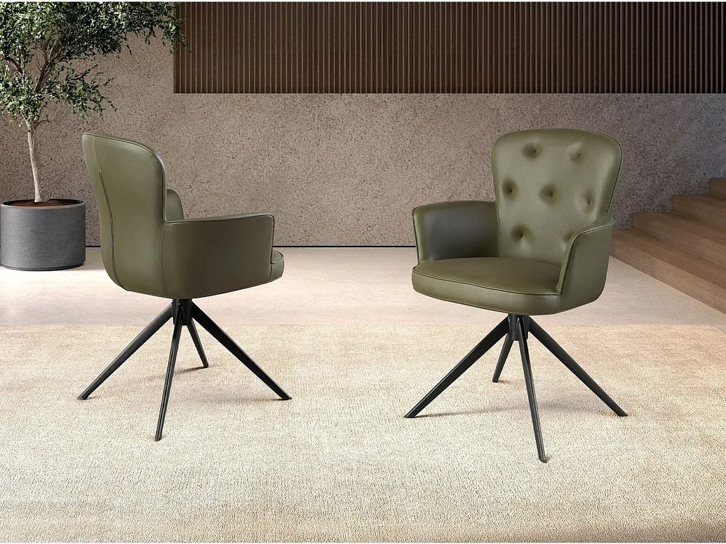 Ciemnozielone krzesło obrotowe ze sztucznej skóry 4192 ANGEL CERDA