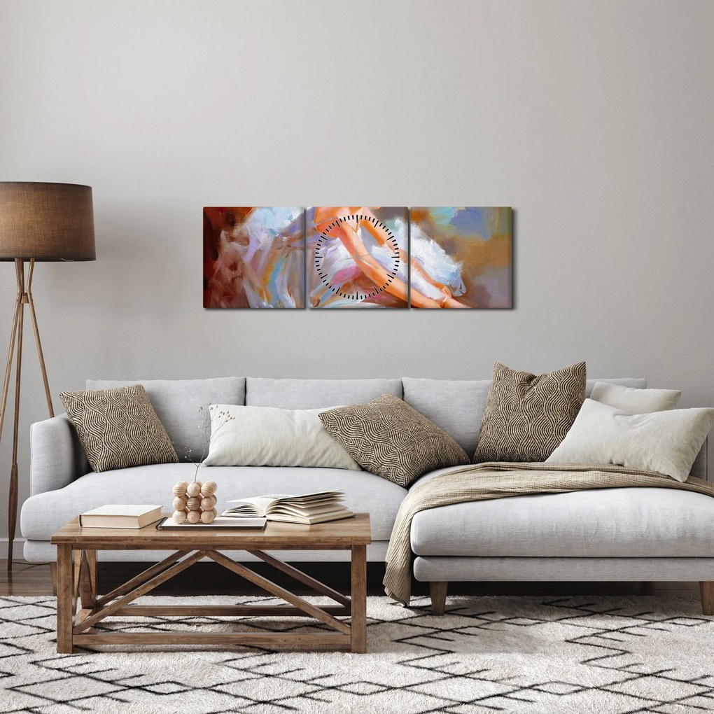 Obraz - Balerina (z zegarem) (90x30 cm)