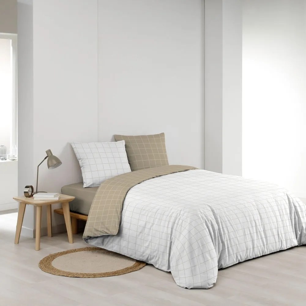 Biało-beżowa bawełniana pościel dwuosobowa 200x200 cm Cadria – douceur d'intérieur