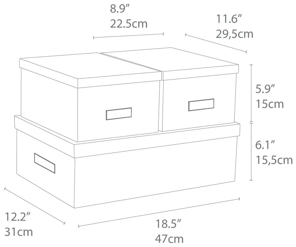 Zestaw 3 białych pudełek Bigso Box of Sweden Inge