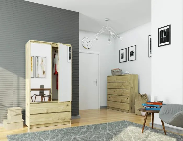 Szafa z lustrem na ubrania dąb artisan P5-T11