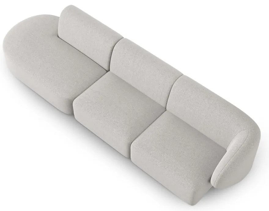 Jasnoszara sofa z tkaniny szenilowej prawostronna 311 cm Paolo – Milo Casa