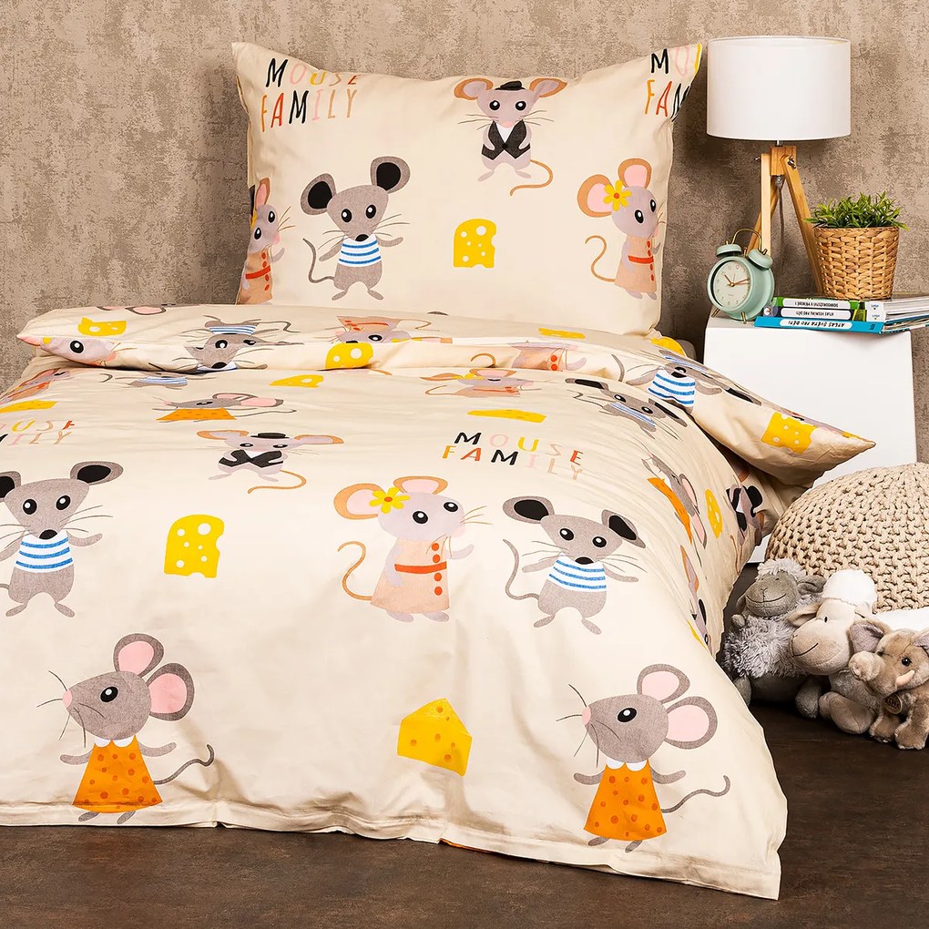 4Home Bawełniana pościel dziecięca Little mouse, 140 x 200 cm, 70 x 90 cm