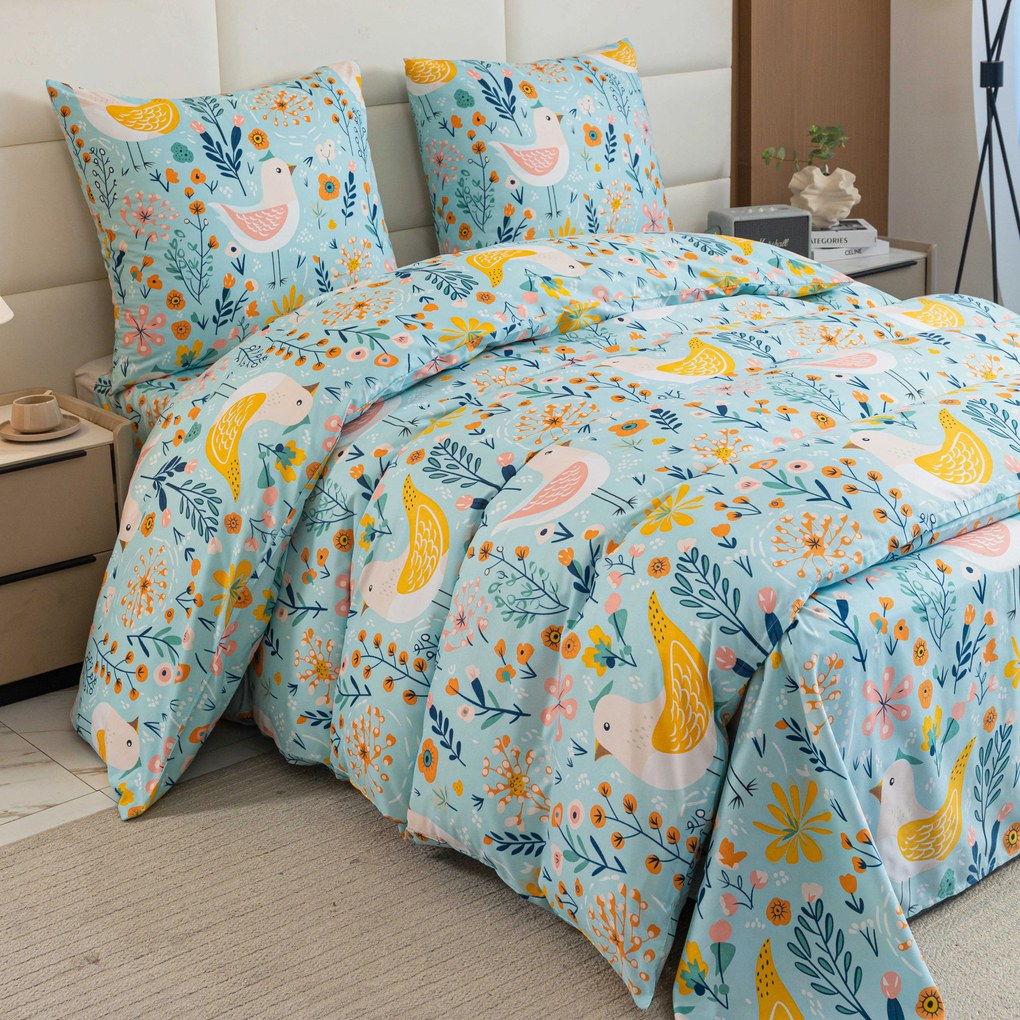 PrzytulneMieszkanie.pl PrzytulneMieszkanie.pl Pościel z mikrofibry SPRING TWEET kolorowa Rozmiar pościeli: 2 szt 70 x 90 cm | 200 x 220 cm