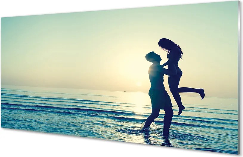 Panel szklany do Kuchni Ludzie nad Brzegiem Morza