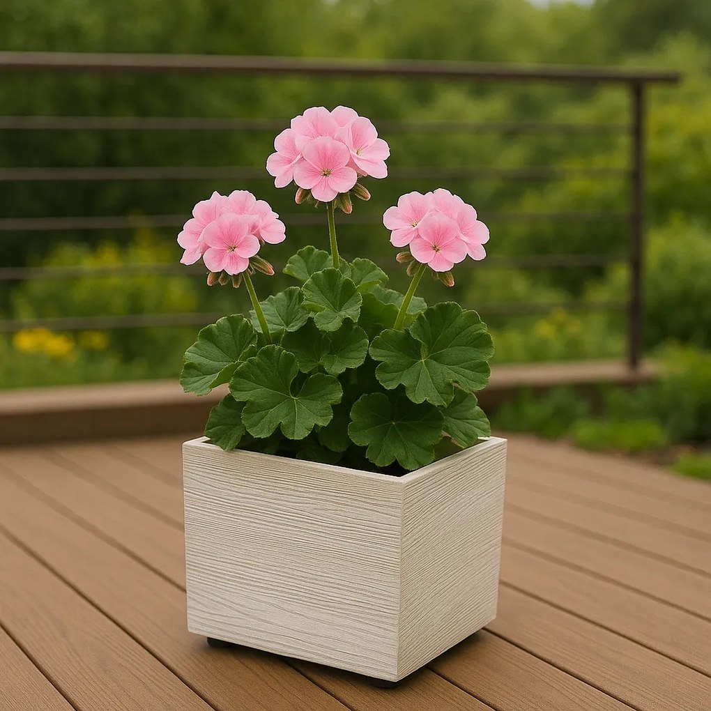 Doniczka MADERA SQUARE ECO WOOD 38,5 cm, biały ECO, L