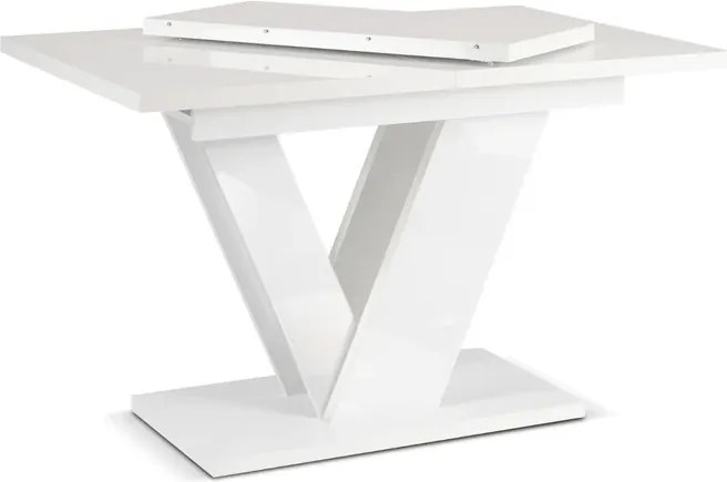 Stół Prostokątny Rozkładany CLARK 120-160 cm Biały Połysk Glamour