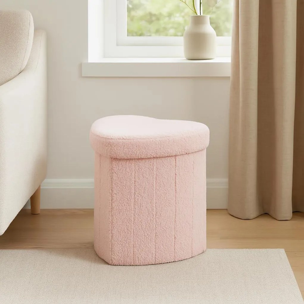 Pufa serce ALLOY, tapicerka baranek, 34 x 28 x 35 cm