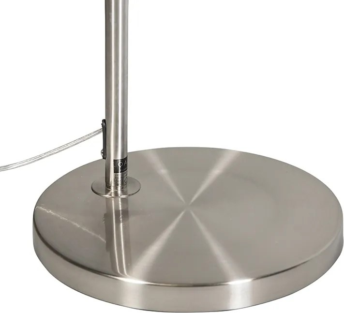 Nowoczesna lampa podłogowa łukowa stalowa z białym abażurem z tkaniny - Arc Basic