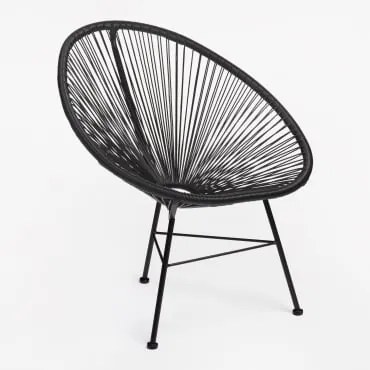 Nowe Krzesło Ogrodowe Acapulco Ze Stali I Syntetycznej Wikliny Czarna - Sklum