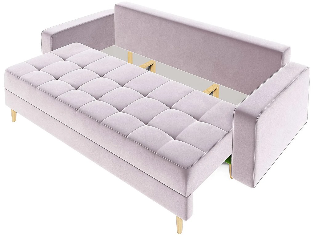 Jasnoróżowa welurowa sofa rozkładana B3-F46