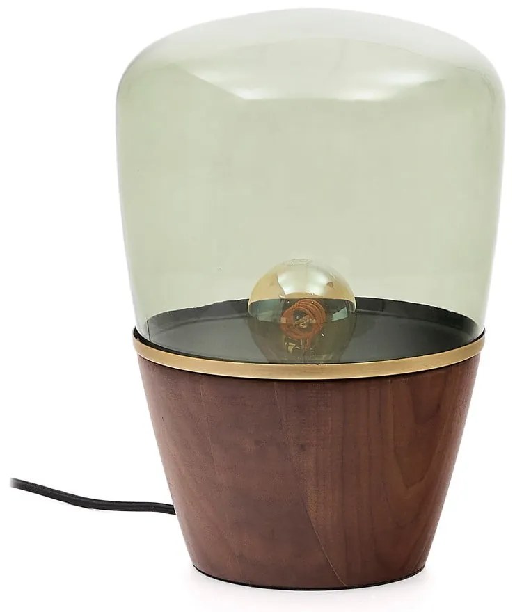 Zielono-naturalne lampa stołowa ze szklanym kloszem (wysokość 30 cm) Silex – Kave Home