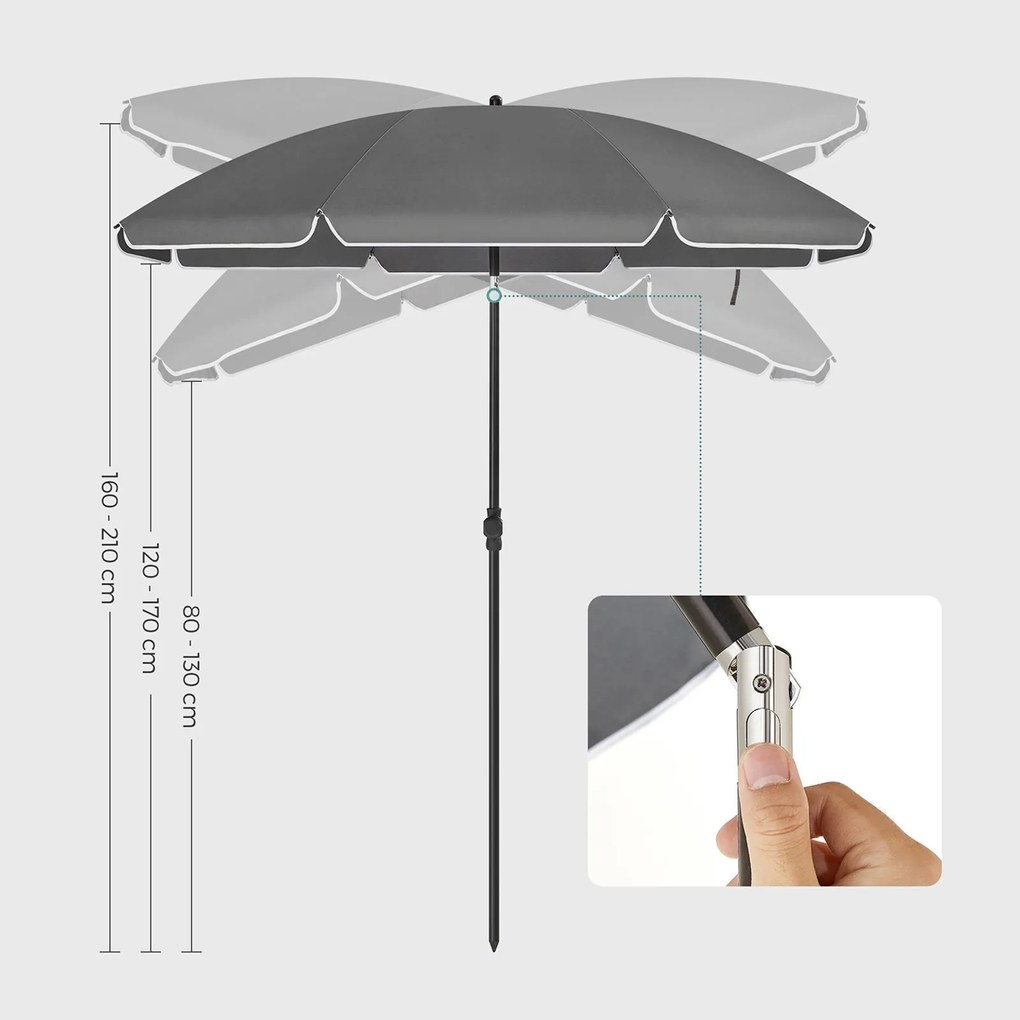 Parasol SOLARA, Ø160 cm, szara SongmicsHome