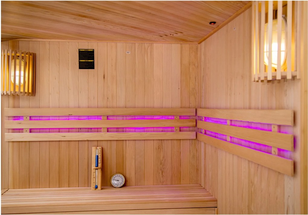Sauna fińska wewnętrzna wysokotemperaturowa z piecem HARVIA 6KW z kamieniami 4 - 5 osobowa 150 x 150 CM