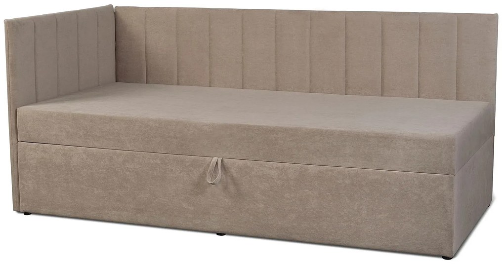 Tapicerowany beżowy tapczan z pojemnikiem M7-G05