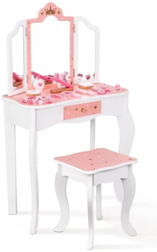Tooky toy drewniana toaletka z krzesełkiem składane lusterko akcesoria 15 el.