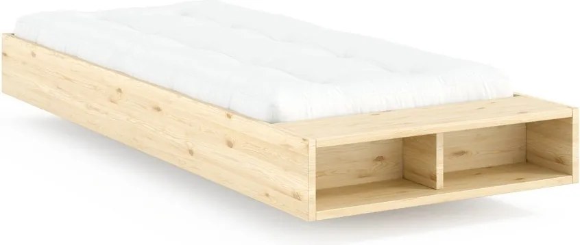 Łóżko jednoosobowe z litego drewna sosnowego bez zagłówka ze stelażem 90x200 cm w naturalnym kolorze Merge – Karup