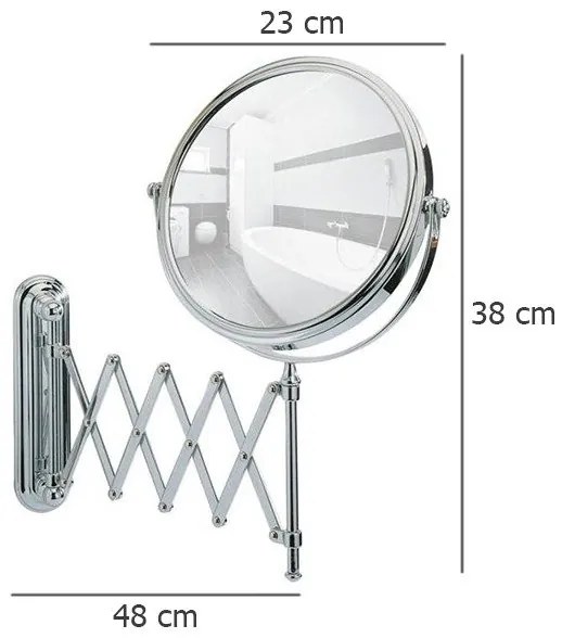 Lusterko kosmetyczne ARM DELUXE z teleskopowym ramieniem, powiększenie x5, WENKO