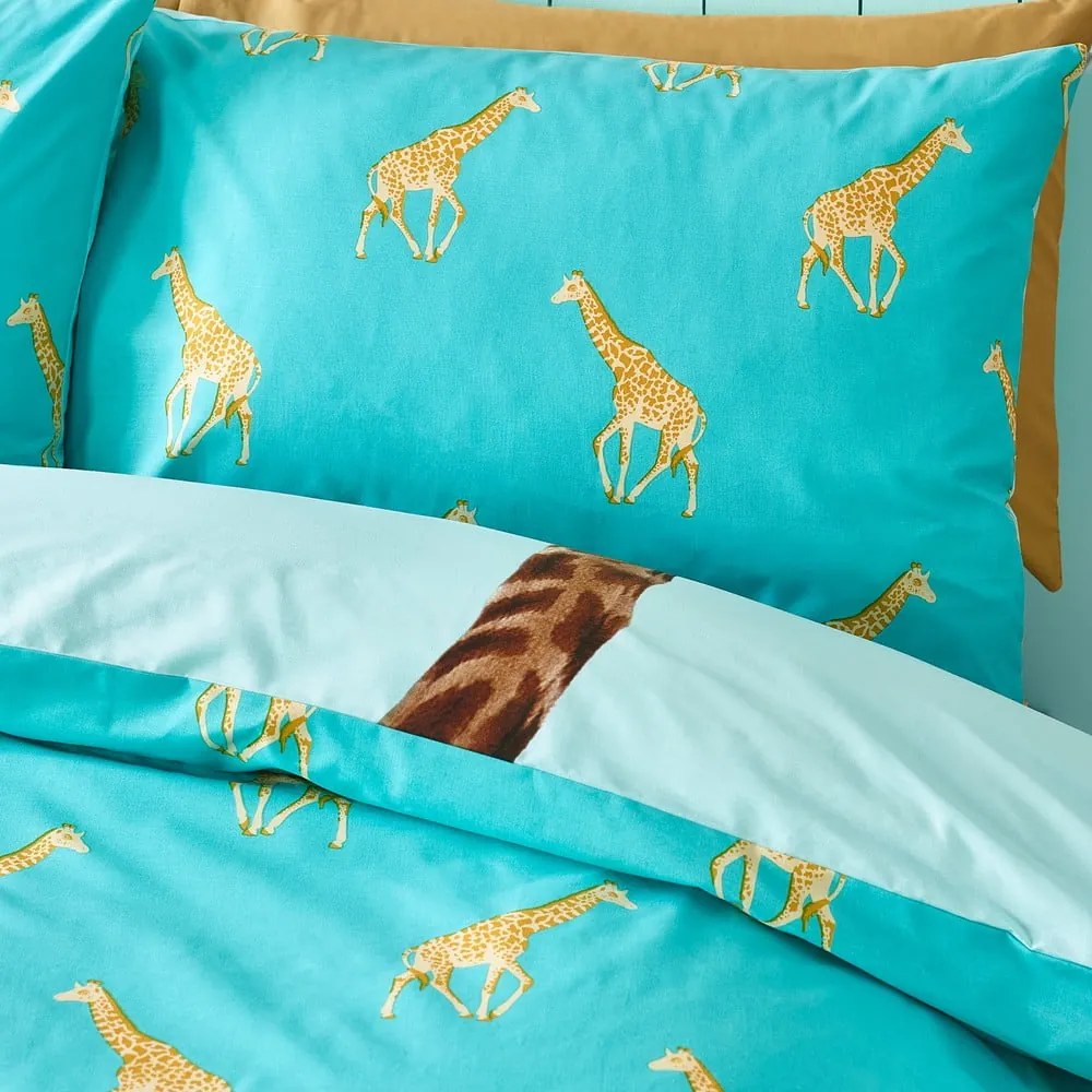 Turkusowa pościel dziecięca dwuosobowa 230x220 cm Havin A Giraffe – Catherine Lansfield