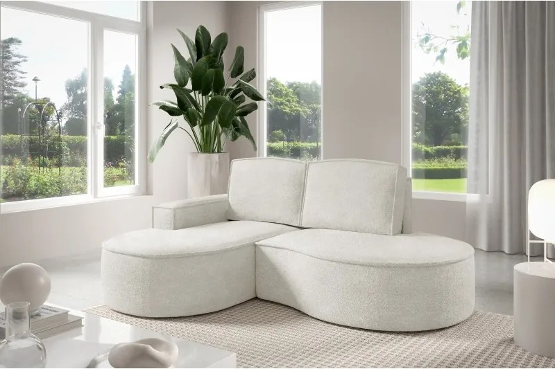 Narożnik MOLLY Lewostronny bez funkcji spania, wolnostojący tkanina ABRIAMO 04 Biały