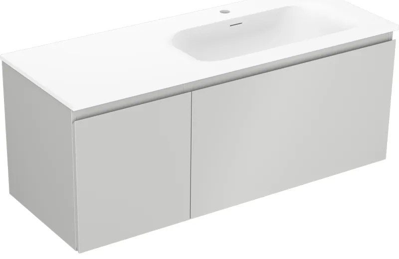 Mexen Orio szafka łazienkowa 120 cm z umywalką Vela prawą, 1S, 1D, szara mat/biała mat - 91A13-12047-3-BBFF62-W23P01