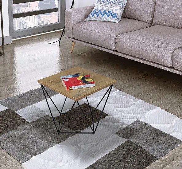 Stolik kawowy w stylu loft  dąb lancelot + czarny - Mokita 5X