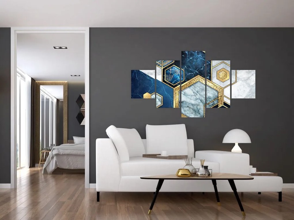 Obraz - Marmurowe sześciokąty (125x70 cm)