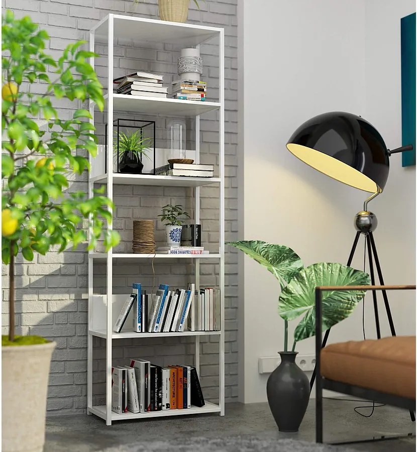 Regał loft AKORD metalowy Biały 60 cm kolor Biały mat 6 półek 60x32x192 cm