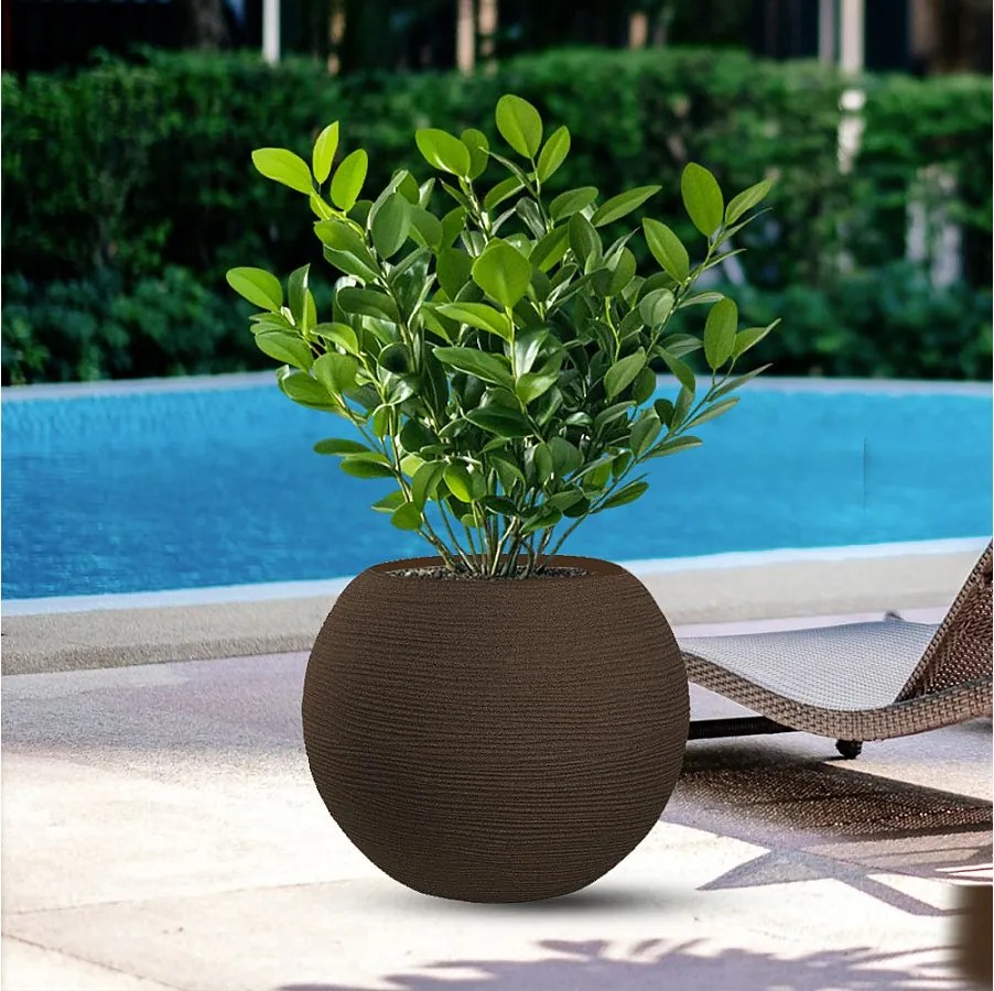 Wazon żywiczny Botticelli Marrone w kształcie kuli, do roślin doniczkowych i ogrodowych, śr. 40x33 cm