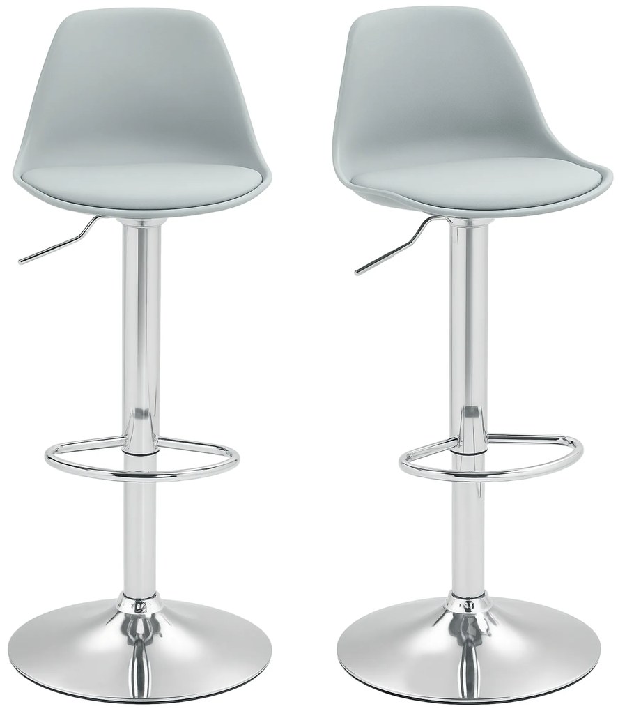 HOMCOM Zestaw 2 Hokerów Barowych, Obracane Krzesła z Oparciem, Regulowane Wysokość, do 120 kg, 42 x 38 x 82-104 cm, Szary