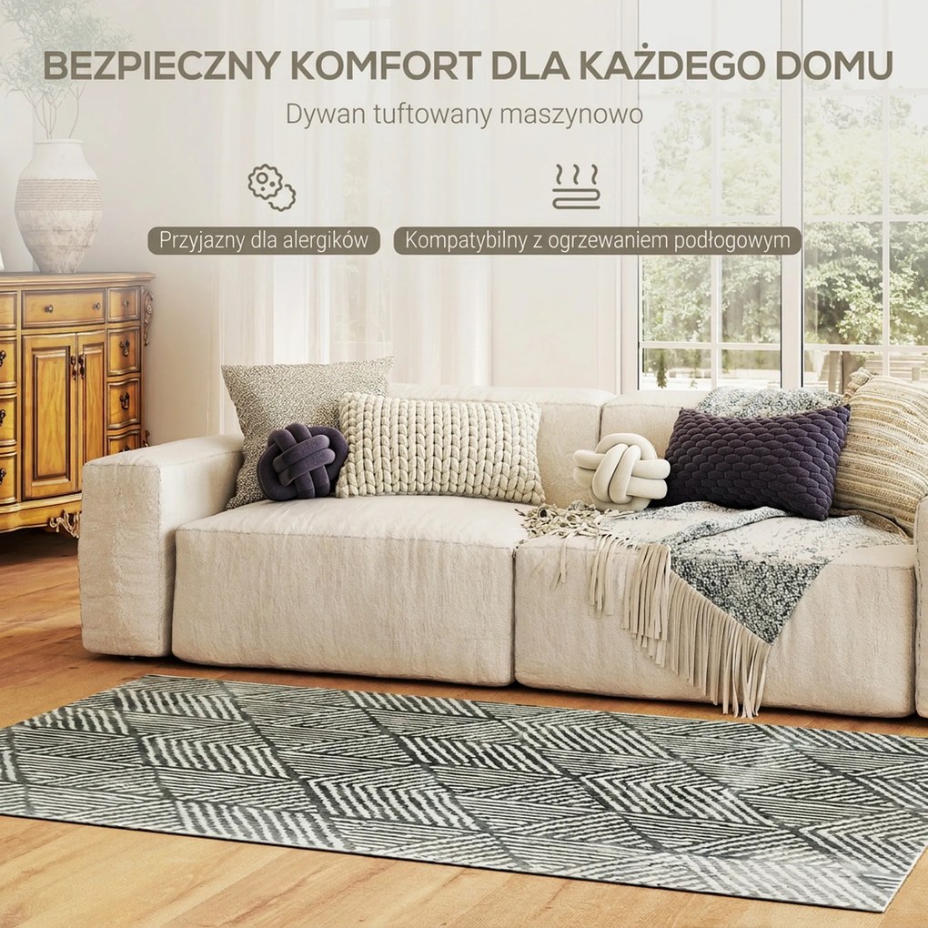 HOMCOM Dywan do salonu w nowoczesnym stylu, zmywalny dywan 150 x 80 cm Ciemnoszary