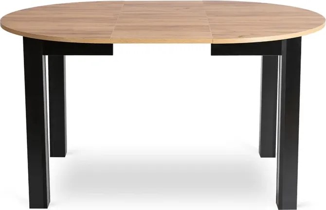 Zestaw Stół Okrągły Rozkładany HARRY 102-142 cm Dąb Craft/Czarny i 4 Krzesła Tapicerowane RICK Rude