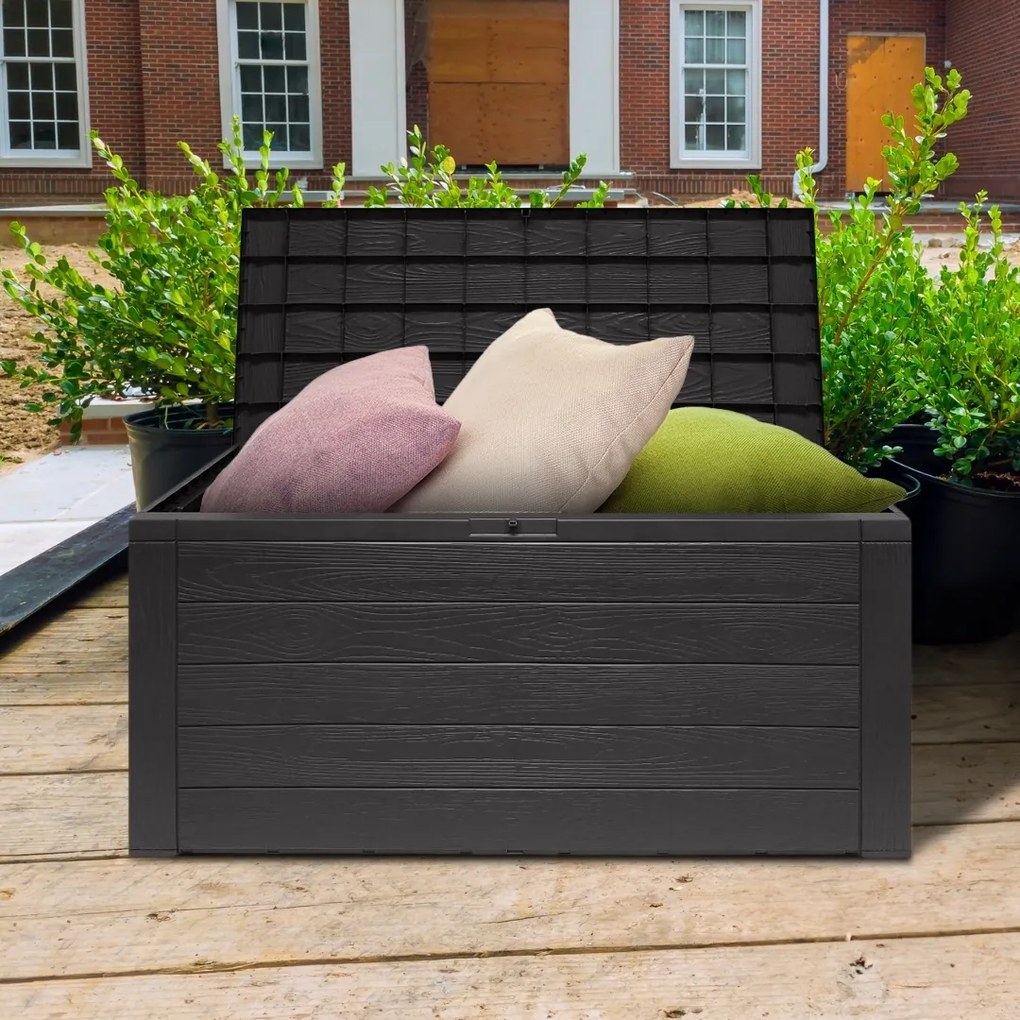 Pojemnik do przechowywania WOODEBOX, 280L, 120x46x57cm, antracytowa Prosperplast