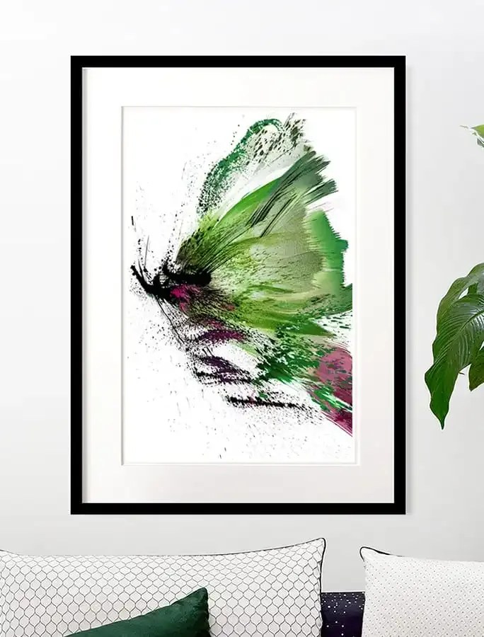 Artystyczny obraz motyla do wnętrza w srtylu modern classic Motyl, Seria Zielona | Anna Borkowska