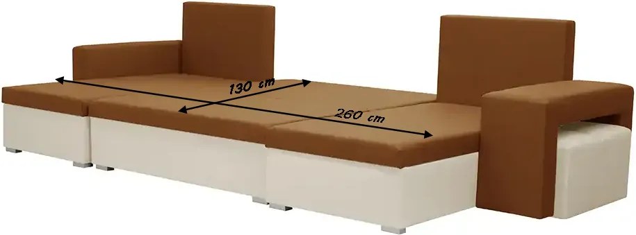 Narożnik U z funkcją spania PETRA2 Szary/Kremowy