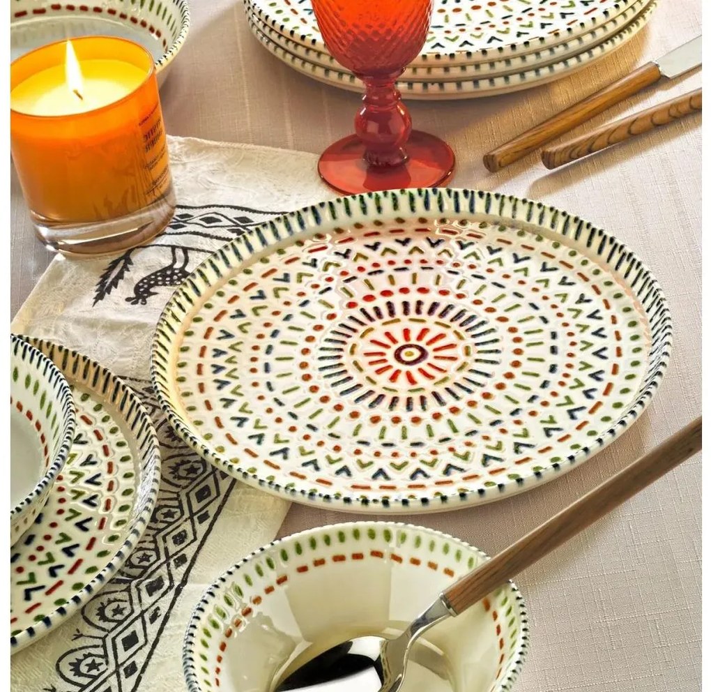 12-częściowy zestaw obiadowy, wielobarwny/porcelana