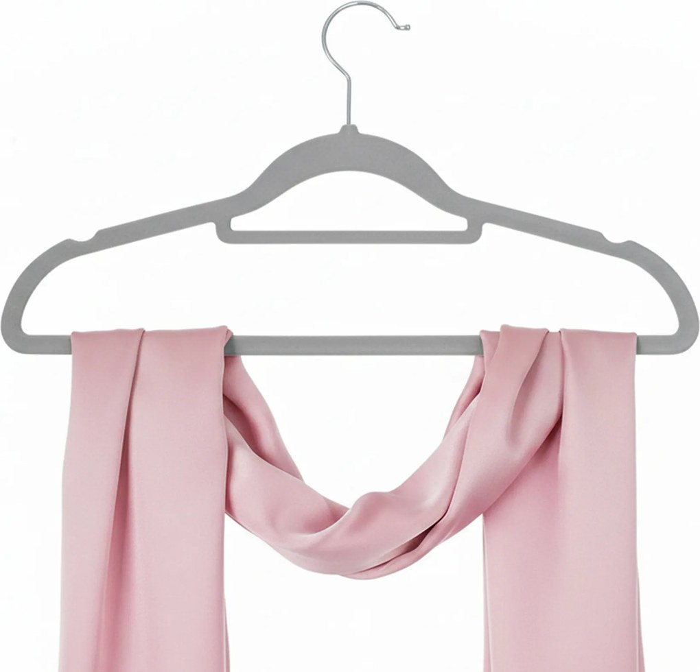 Zestaw wieszaków welurowych MAGIC VELVET 20 szt. szare