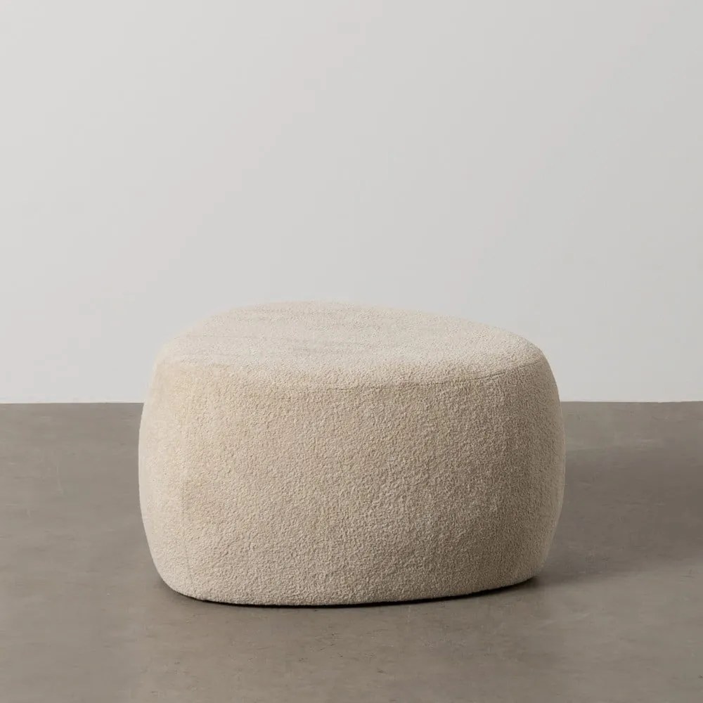 Beżowy puf z materiału bouclé – Ixia