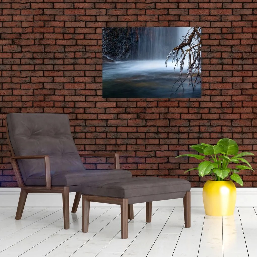 Obraz na szkle zimowej laguny (70x50 cm)