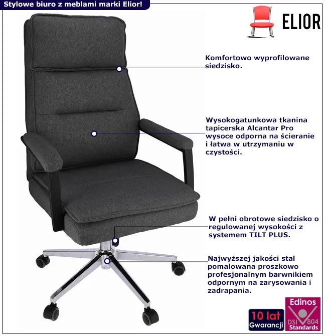 Ciemnoszary fotel tapicerowany regulowany - Veston 3X