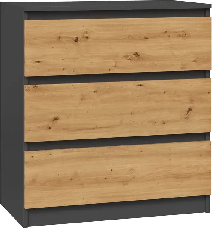 Niska Komoda Loft Z Szufladami Antracyt + Dąb Artisan G1-G65