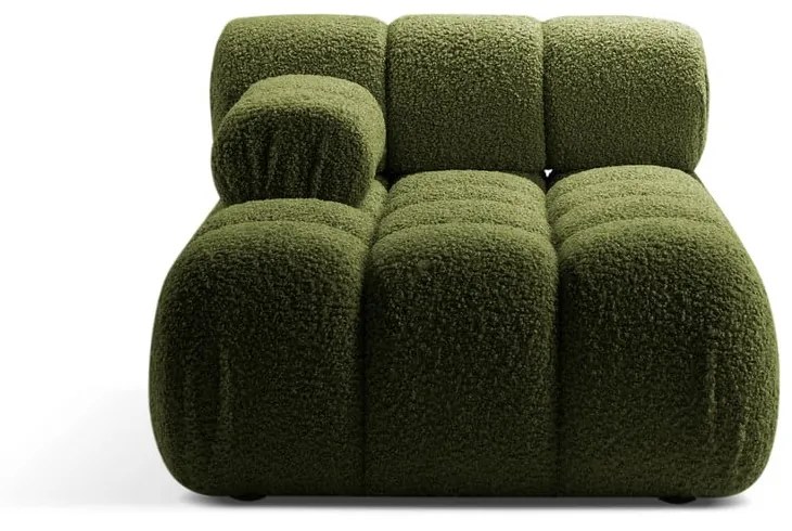 Zielony moduł sofy z materiału bouclé (lewostronny) Bellis – Micadoni Home