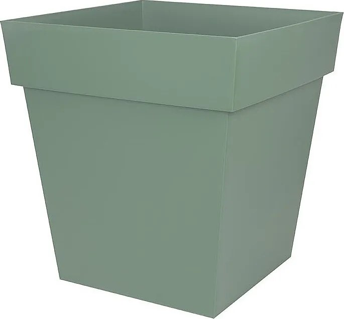 Kwadratowy doniczka Toscana 50 cm Zielony laurowy - Solidny, Wyprodukowany we Francji, Odporny na UV i mróz