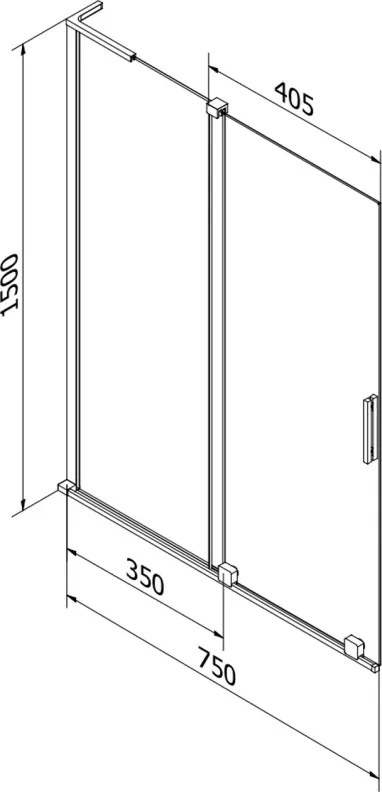 Mexen Velar L parawan nawannowy 2-skrzydłowy rozsuwany 75 x 150 cm, transparent, chrom - 896-075-003-01-01