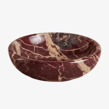 Okrągła Umywalka Ø40 Cm Z Naturalnego Kamienia Eskel Czerwony Marmur Cherry Gold - Sklum