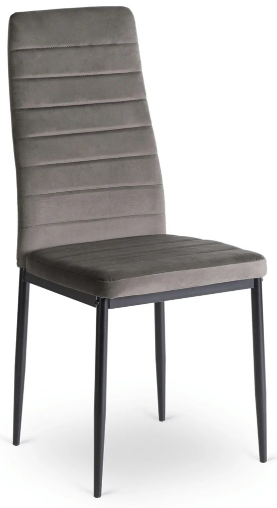 Zestaw Stół Rozkładany SKUBI 120-160 cm Dąb Craft/Czarny i 6 Krzeseł NARIS Szare Welurowe